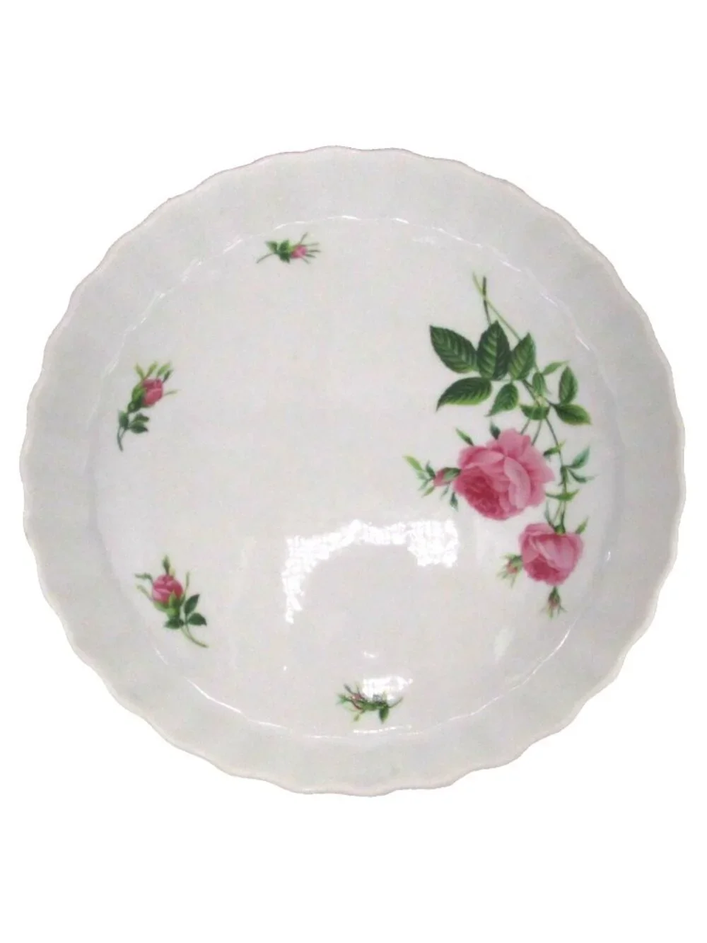 Christineholm Quiche Tart Pie Bakeware Dish White Pink Floral Cottagecore w/ Box
